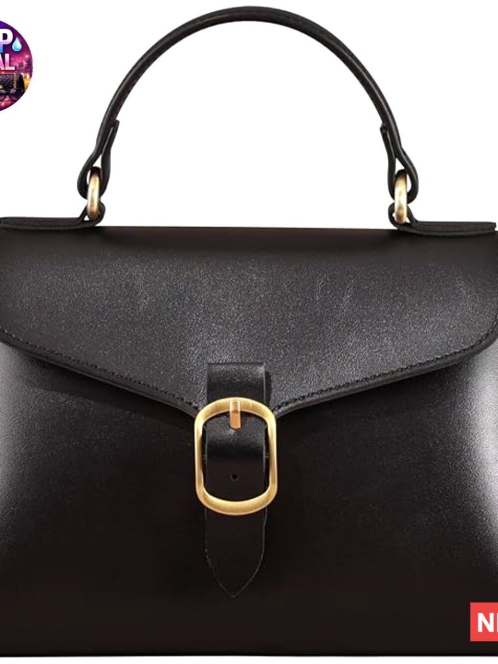 Vintage Vegan Leather Flap Top Handle Satchel Bag Shoulder Purse